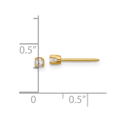 14K Yellow Gold Polished .10ct Diamond Post Earrings