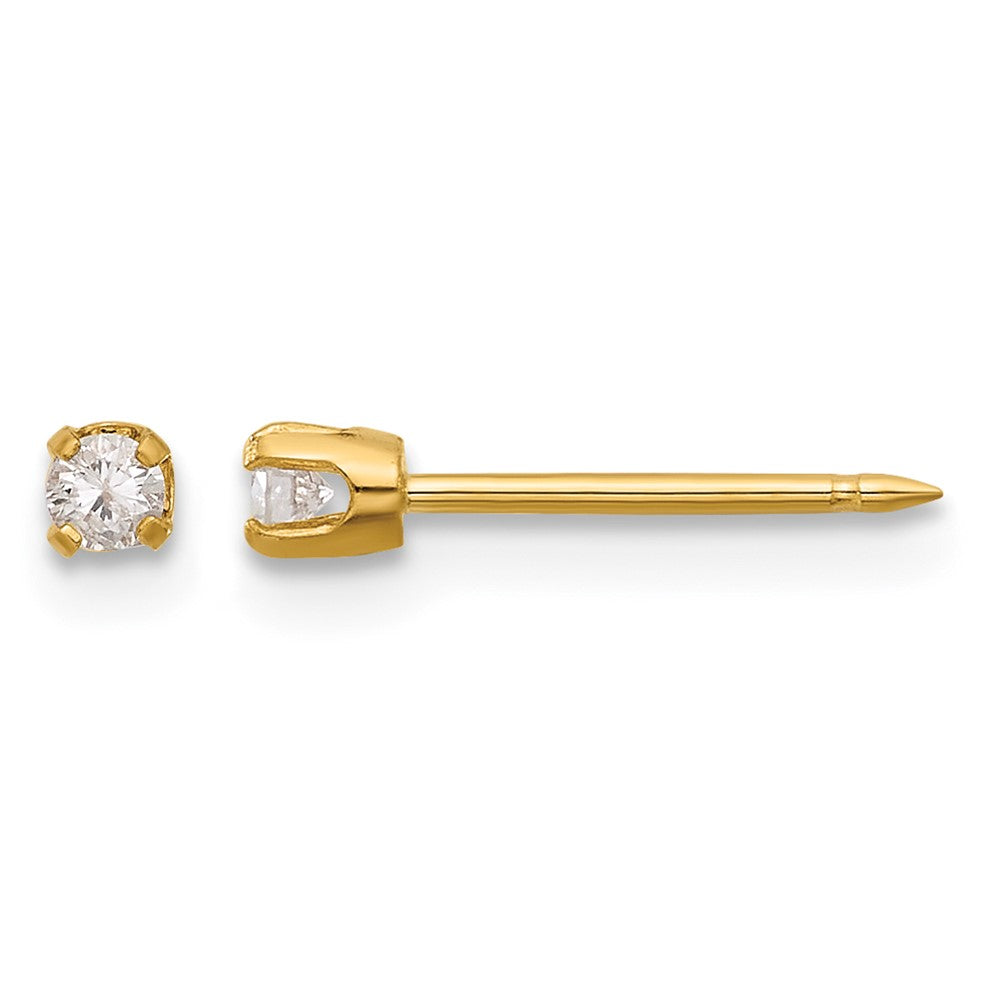 14K Yellow Gold Polished .10ct Diamond Post Earrings