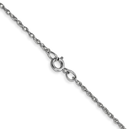 14K White Gold 16 inch Carded .95mm Cable Rope with Spring Ring Clasp Chain Necklace