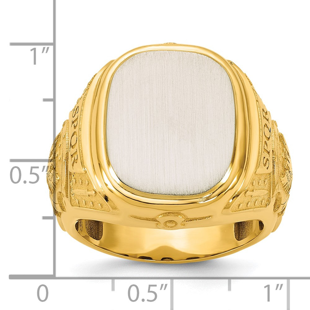 14K Two-Tone Gold Engravable Square with Rounded Corners Signet ring