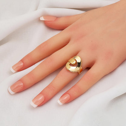 14K Yellow Gold Heart Knot Cubic Zirconia Ring
