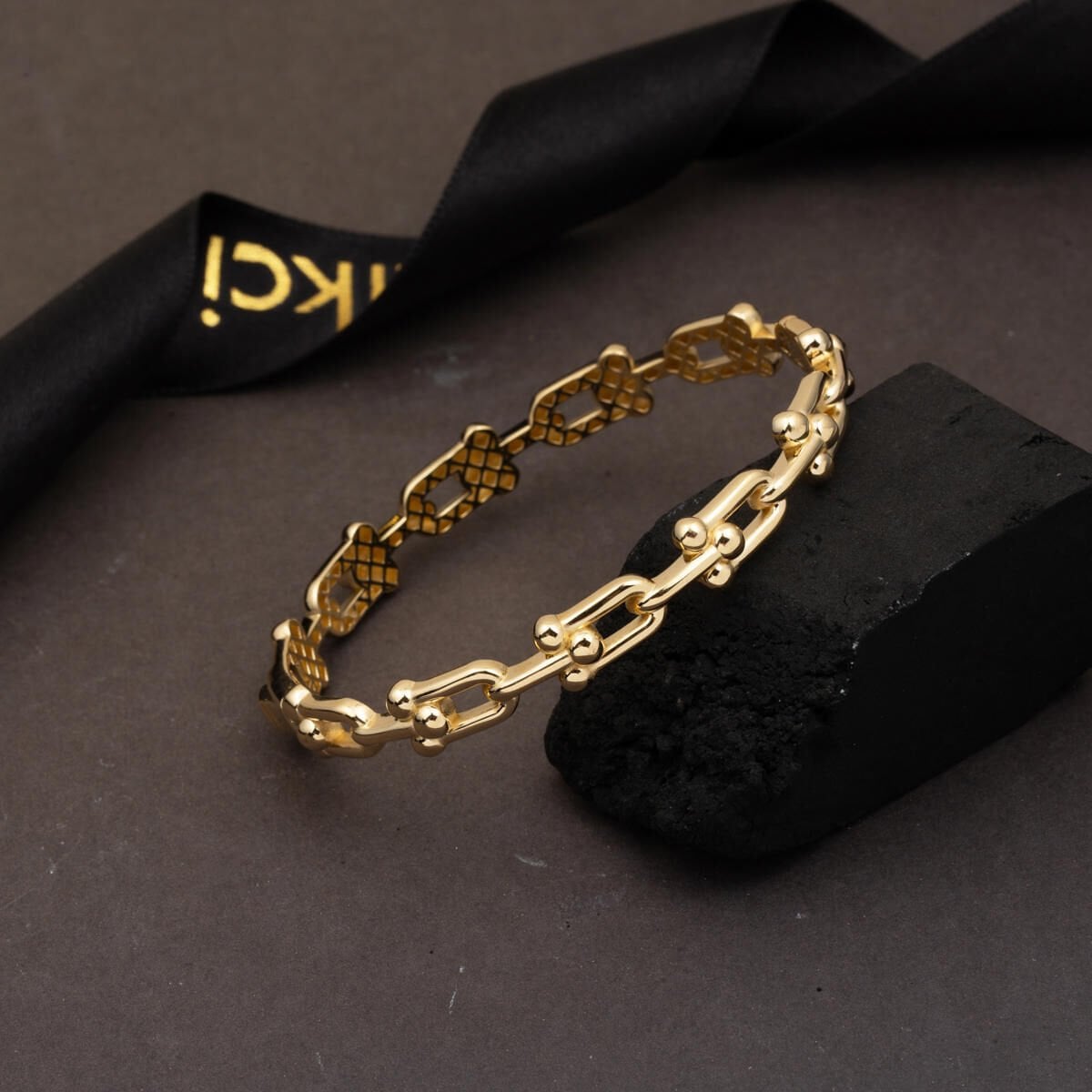 14K Yellow Gold Designer Inspired Hinged Cuff Bangle (9.76 g)