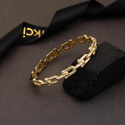 14K Yellow Gold Designer Inspired Hinged Cuff Bangle (9.76 g)