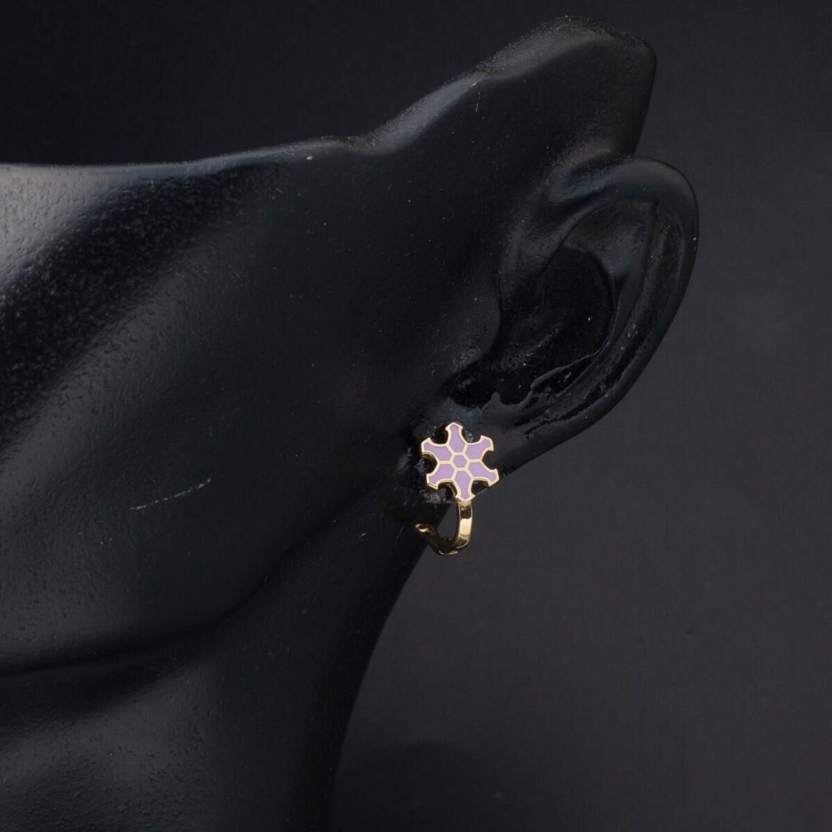 14K Yellow Gold Lilac Star Enamel Children's Earrings
