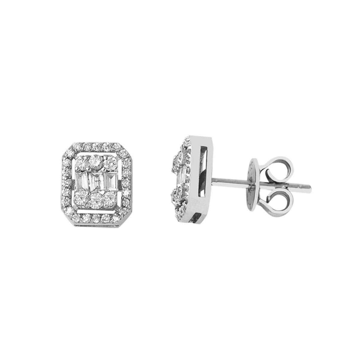 14K White Gold 0.30 Ct Baguette Diamond Earrings