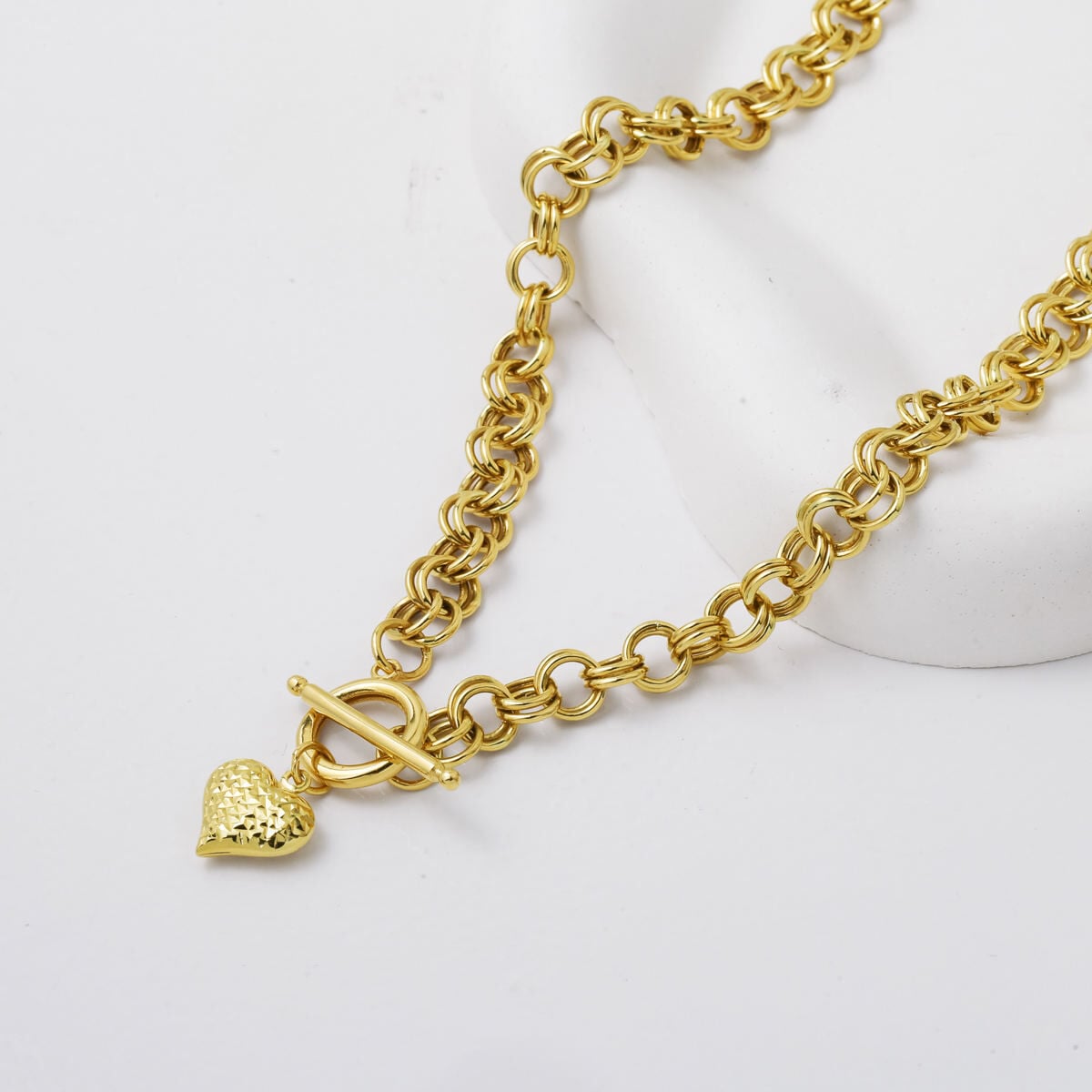 14K Yellow Gold Hoop Chain Chakra Necklace
