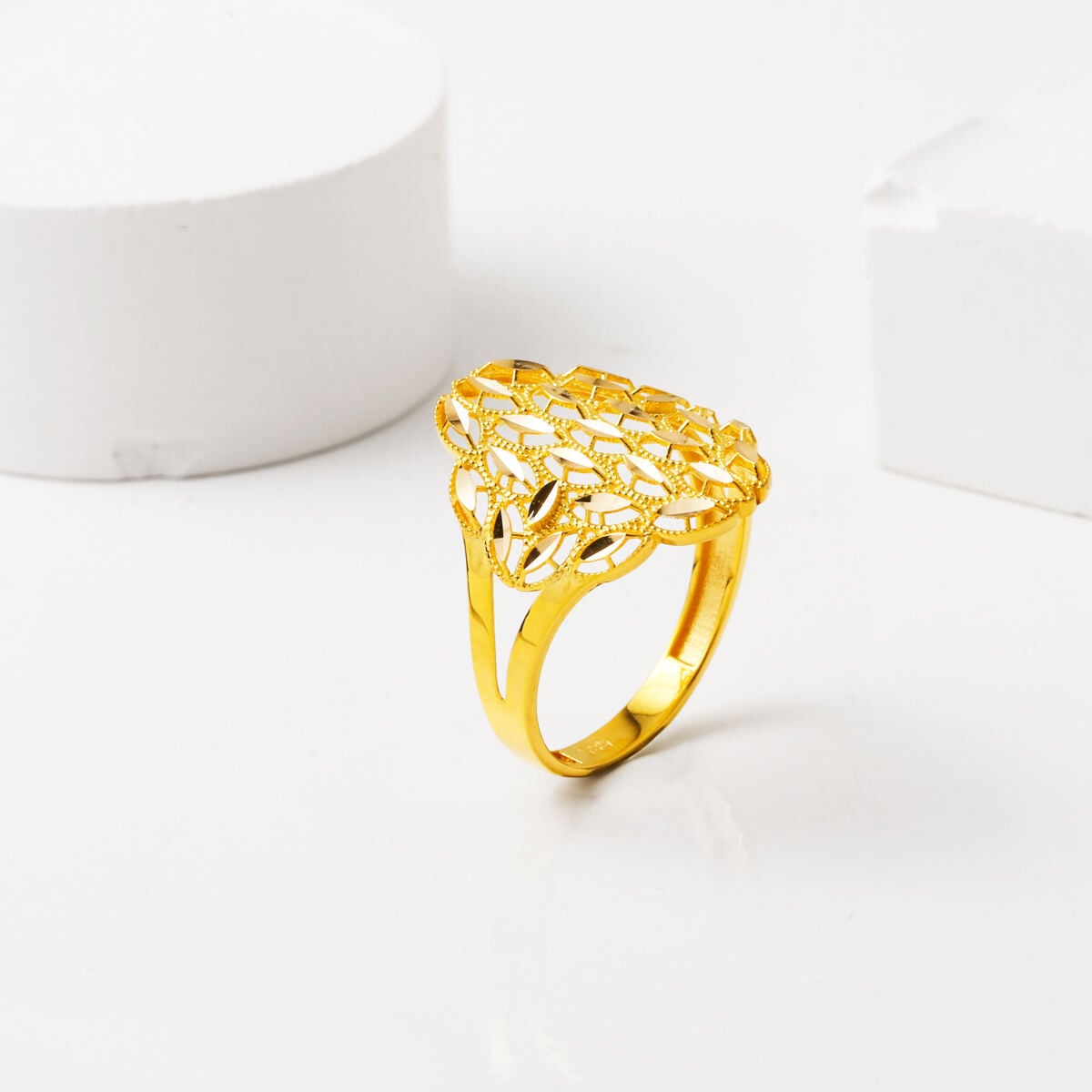 14K Yellow Gold Ajda Hand Engraved Ring