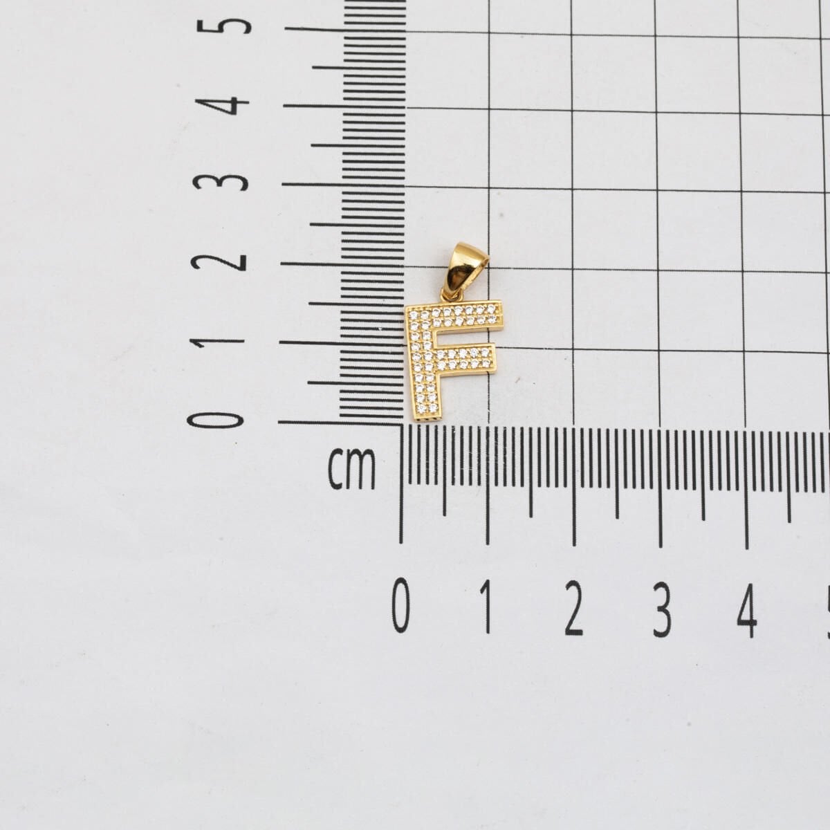 14K Yellow Gold Initial F Cubic Zirconia Necklace