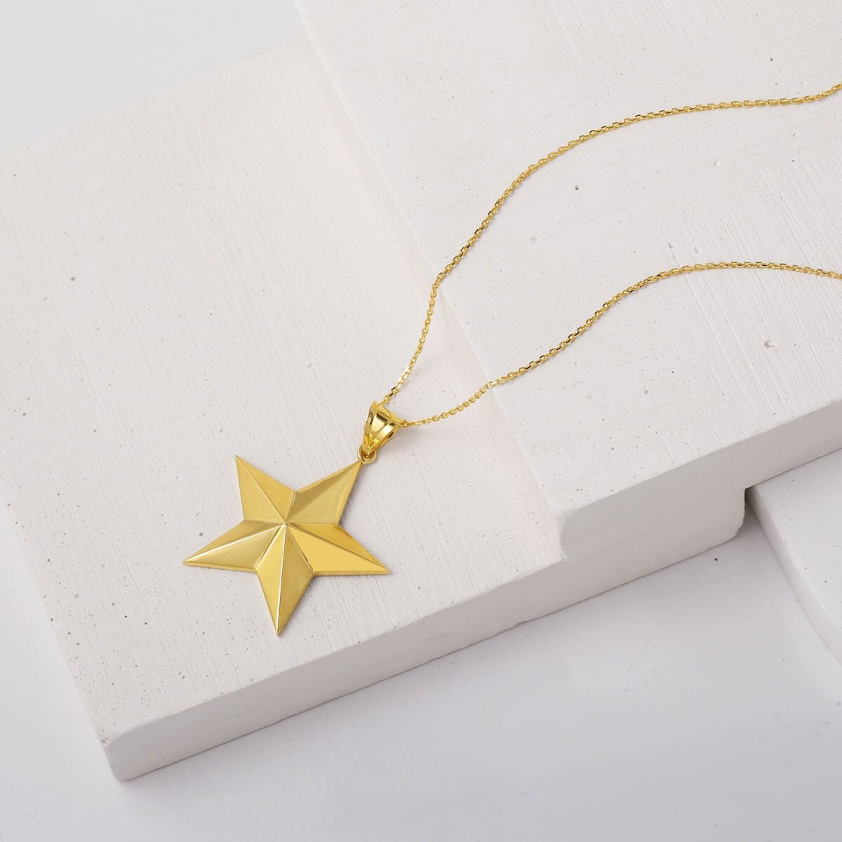 14K Yellow Gold Star Large Pendant