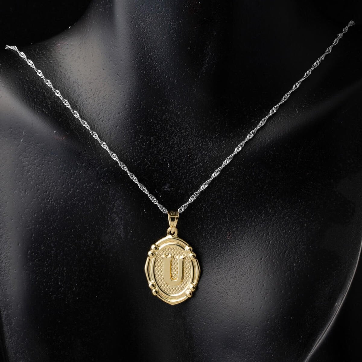 14K Yellow Gold Italian U Initial Pendant