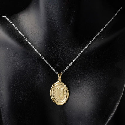 14K Yellow Gold Italian U Initial Pendant