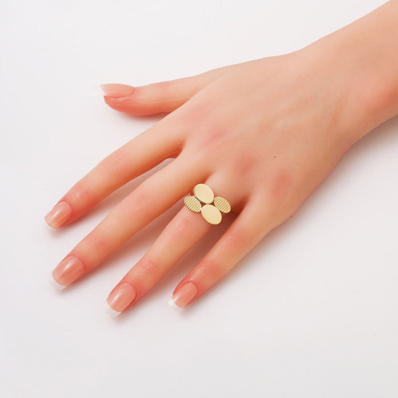 14K Yellow Gold Contrast Textured Modern Ring