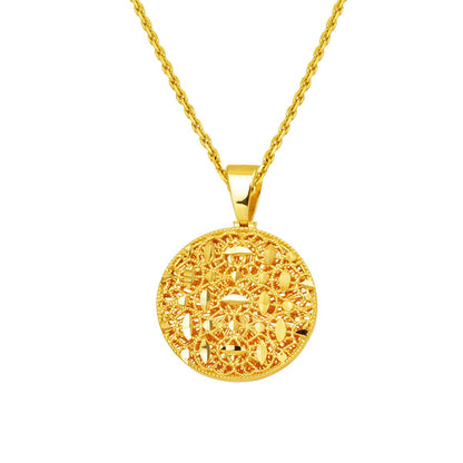 14K Yellow Gold Filigree Flower of Life Necklace