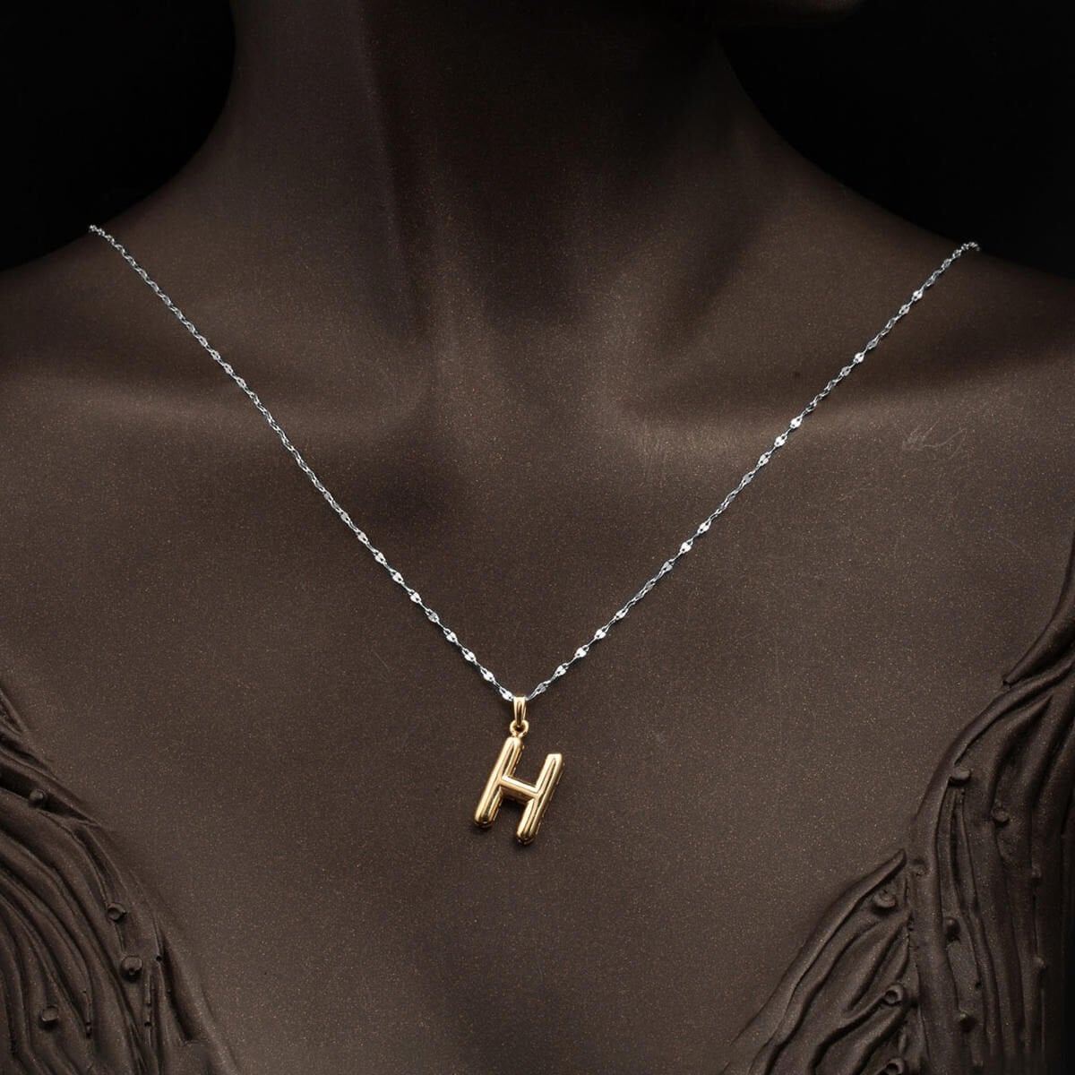 14K Yellow Gold Balloon Initial H Pendant