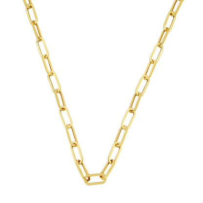 14K Yellow Gold Hoop Paperclip Unisex Chain 55 cm