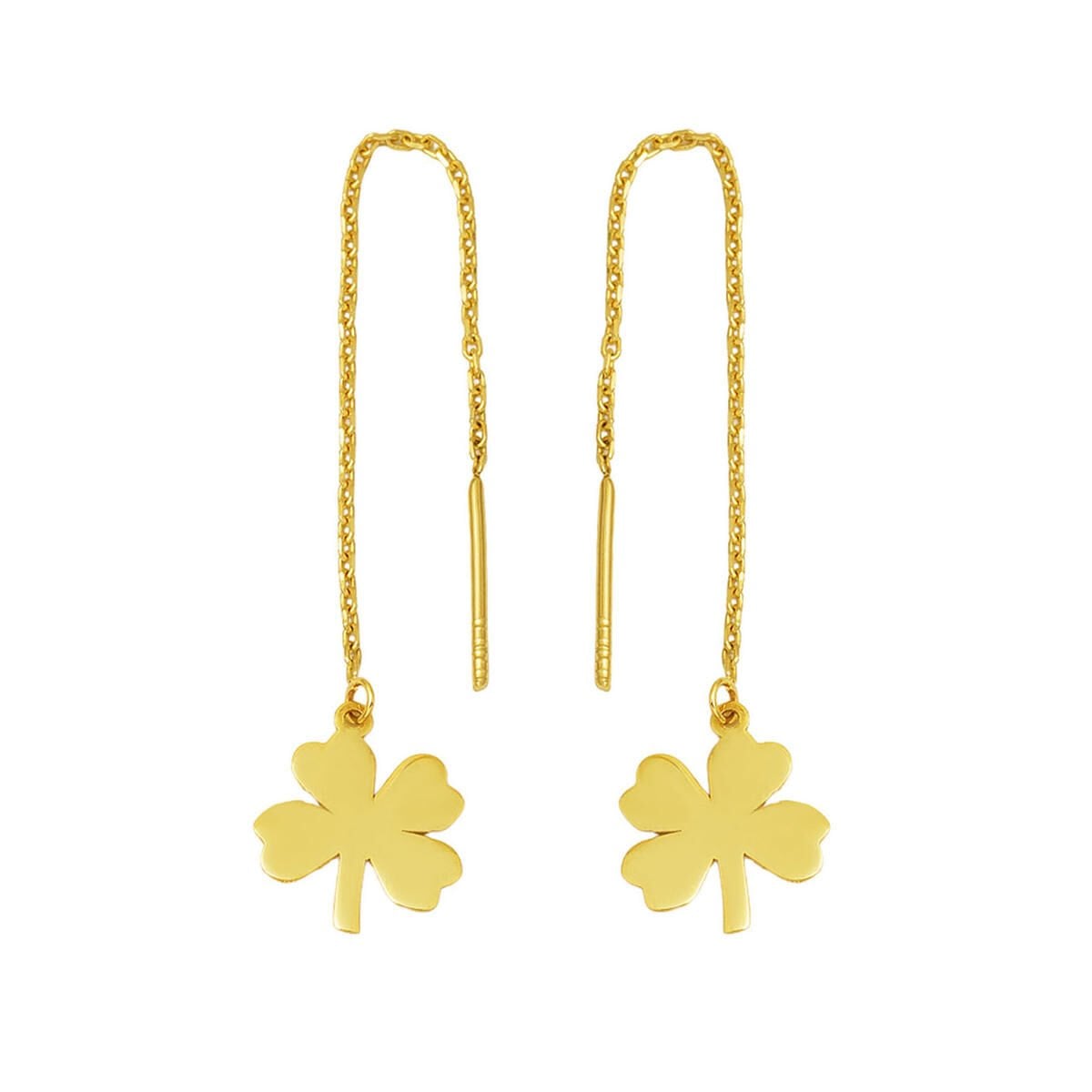 14K Yellow Gold Ball Bead Chain Earrings