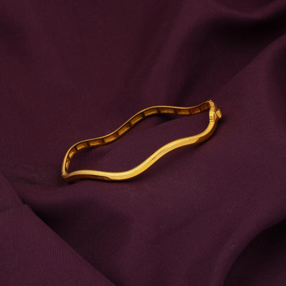 14K Yellow Gold Zigzag Ajda Hinged Cuff Bangle (7.75 g)