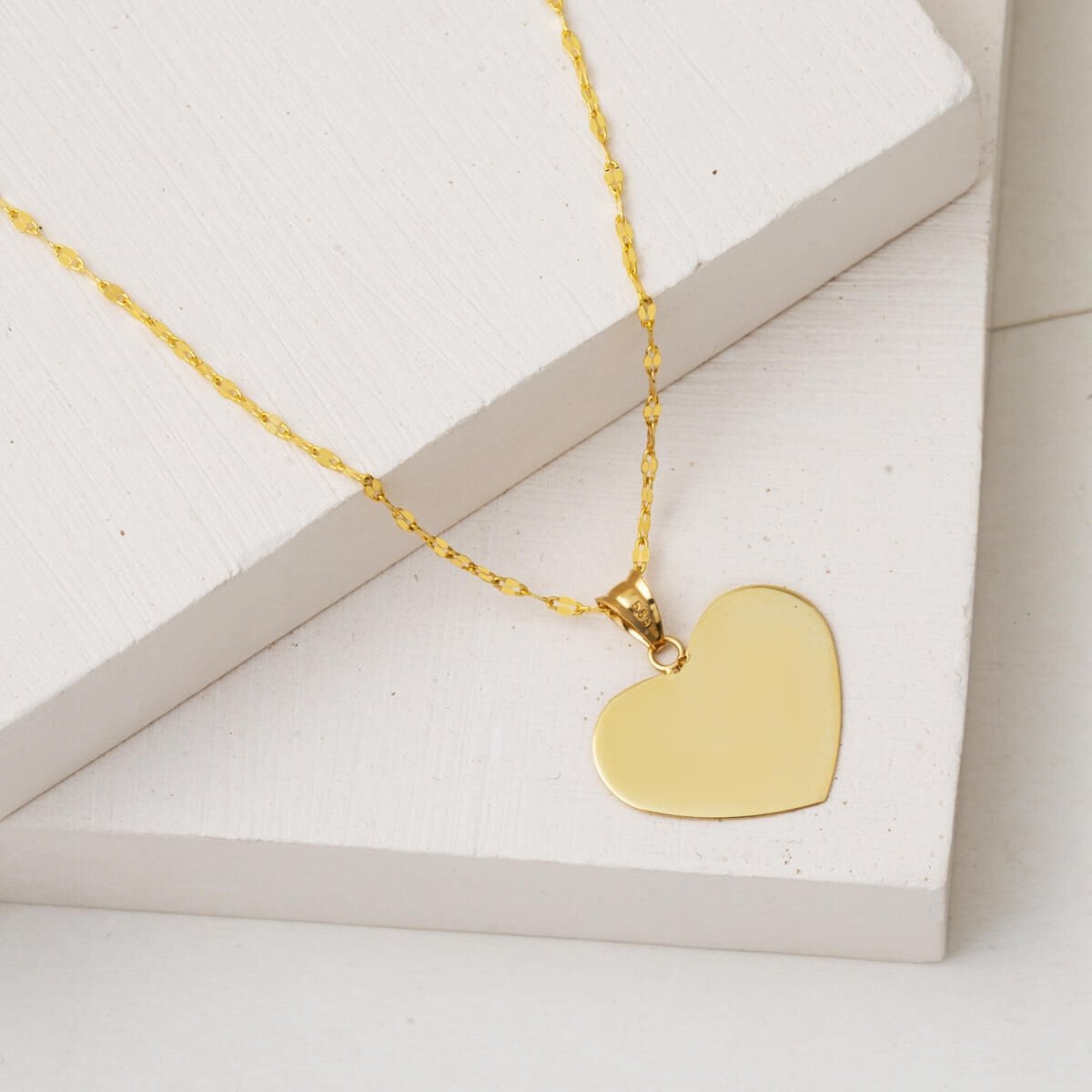 14K Yellow Gold Personalized Name Heart Necklace