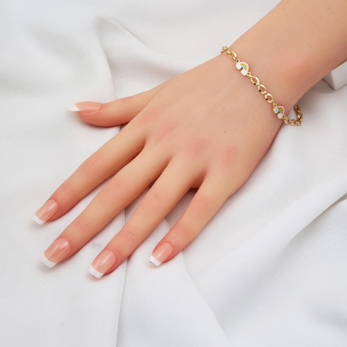 14K Yellow Gold Rainbow Enamel Children's Bracelet
