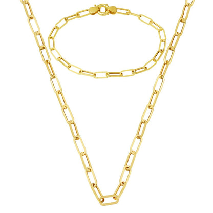 14K Yellow Gold Hoop Chain Double Set