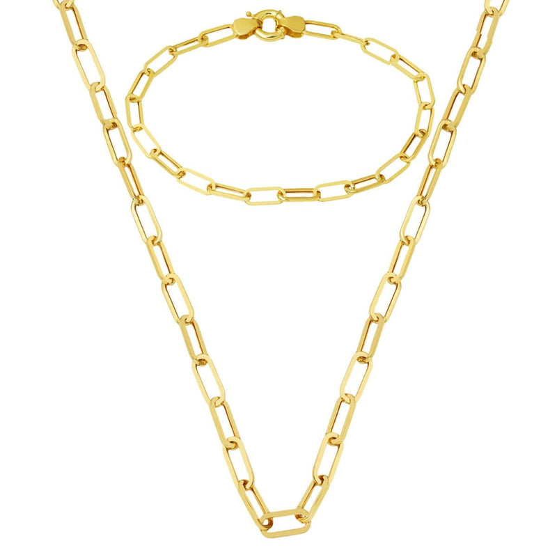 14K Yellow Gold Hoop Chain Double Set