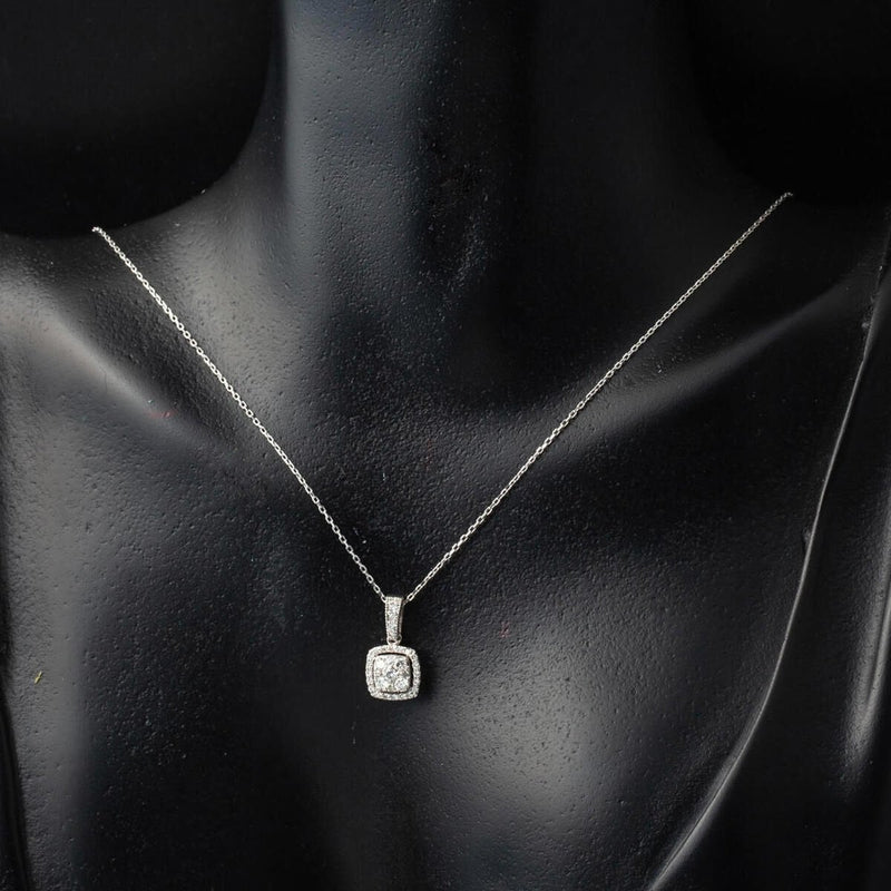 14K White Gold 0.45 Ct Diamond Necklace Earrings Set