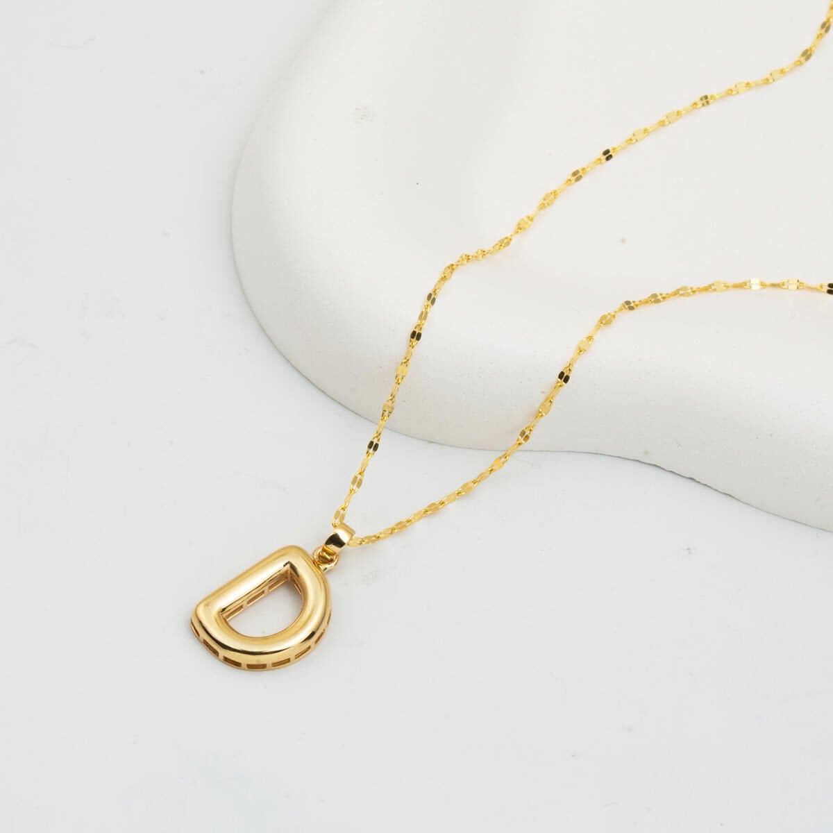 14K Yellow Gold Balloon Initial D Necklace