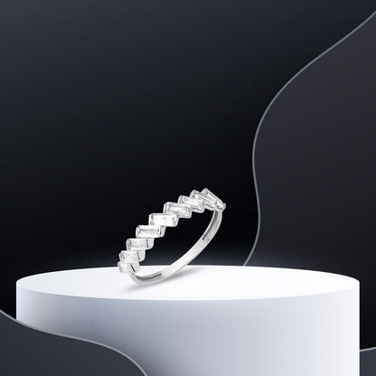 14K White Gold 9 Baguette Cubic Zirconia Ring