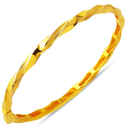 14K Yellow Gold Mesh Detail Hinged Cuff Bangle
