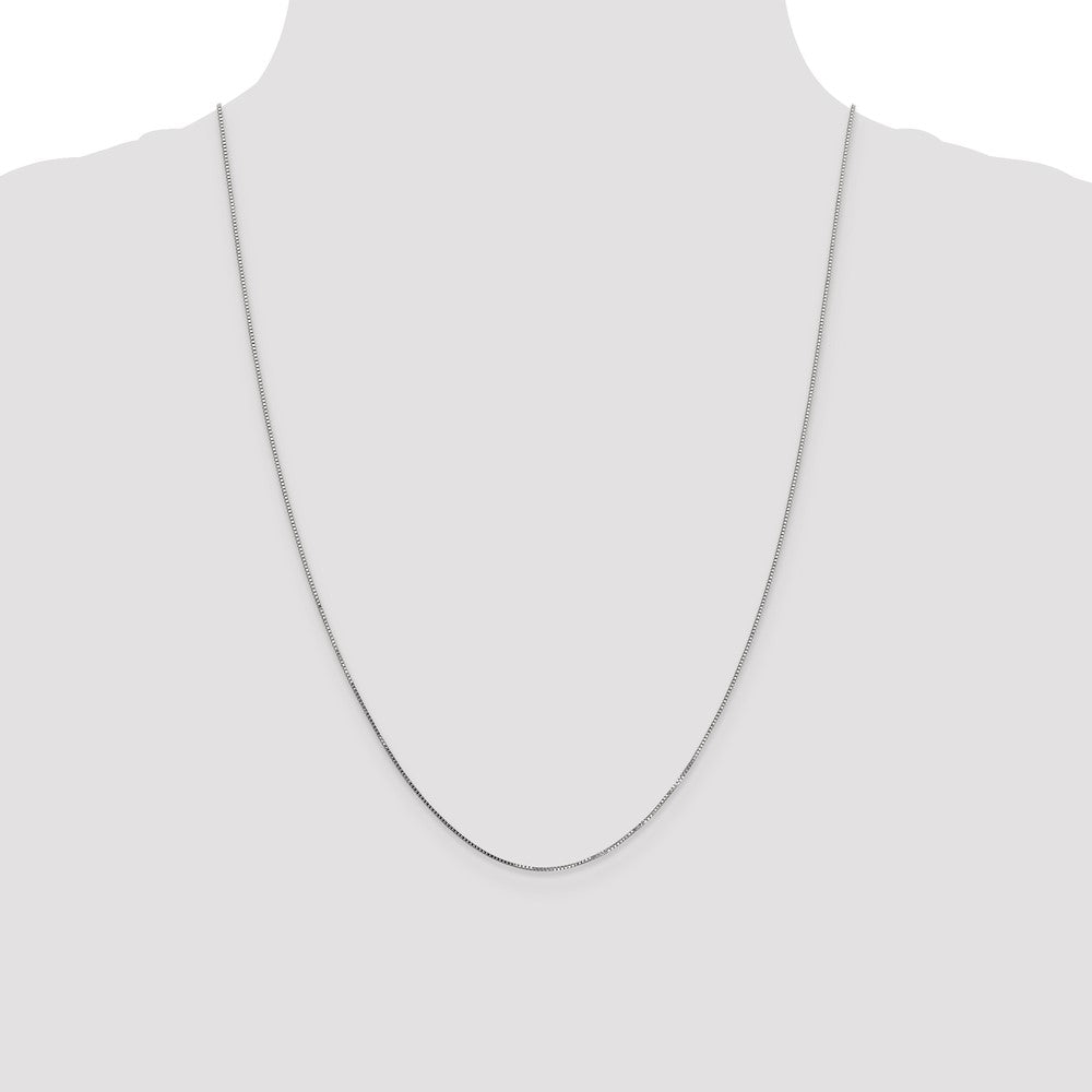 24 Inch 14K White Gold .8mm Box With Spring Ring Clasp Chain Necklace