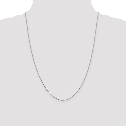 24 Inch 14K White Gold .8mm Box With Spring Ring Clasp Chain Necklace