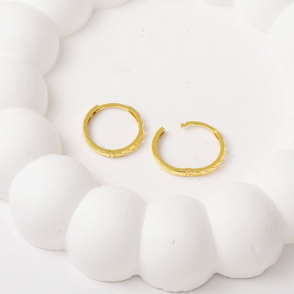 14K Yellow Gold Wheat Double Sided Hoop Earrings