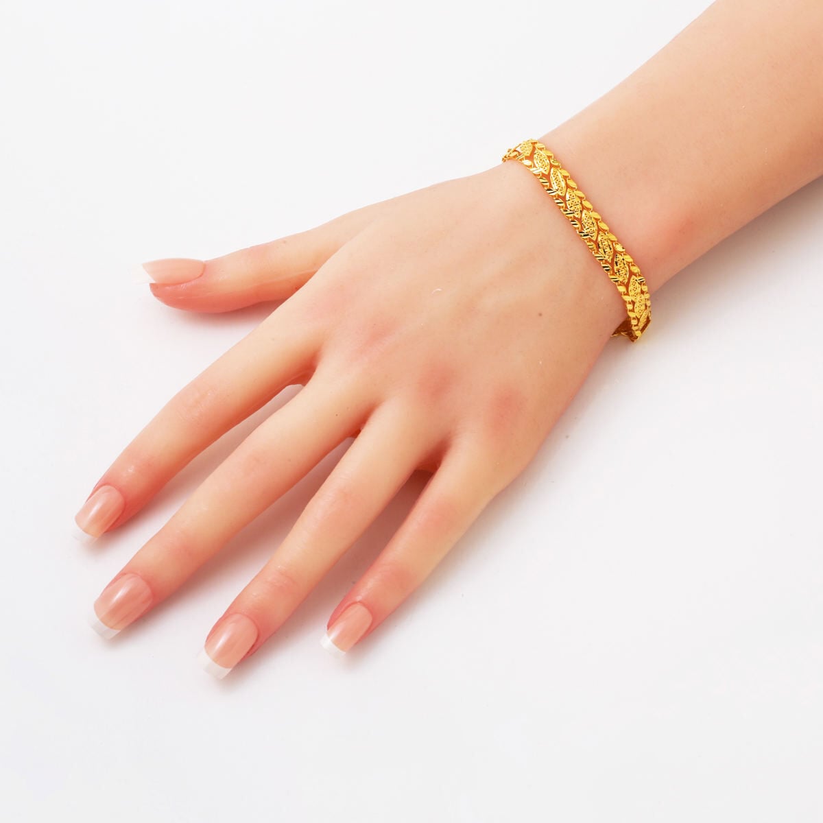 14K Yellow Gold Box Lock Leaf Bracelet