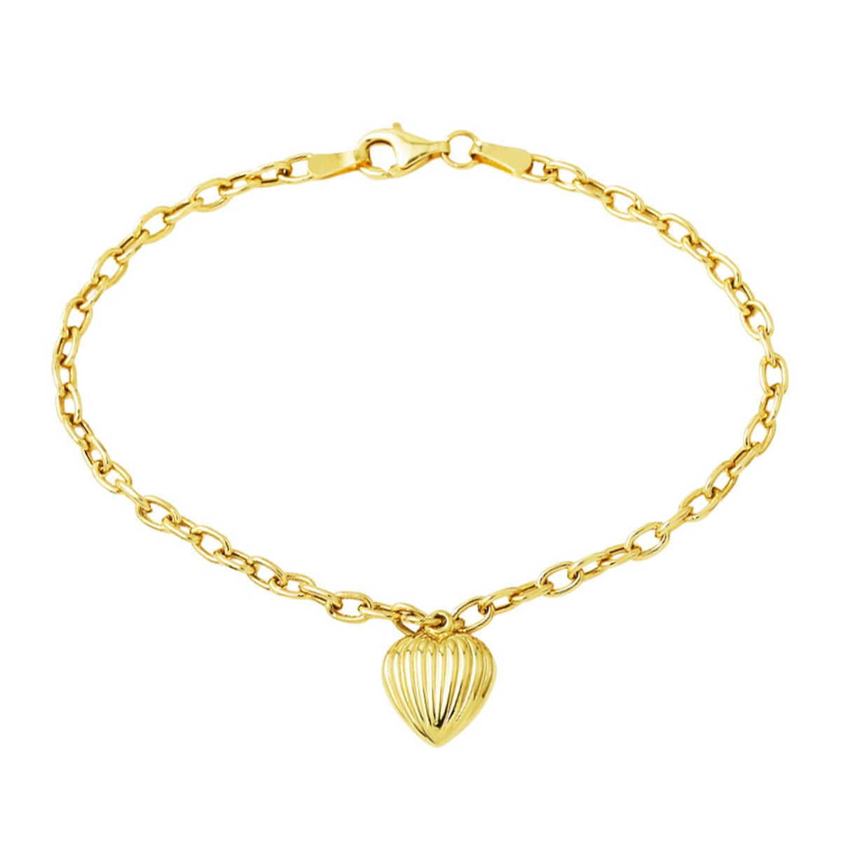 14K Yellow Gold Heart Dangle Bracelet