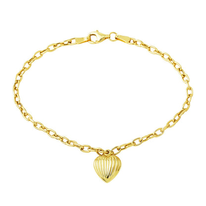 14K Yellow Gold Heart Dangle Bracelet