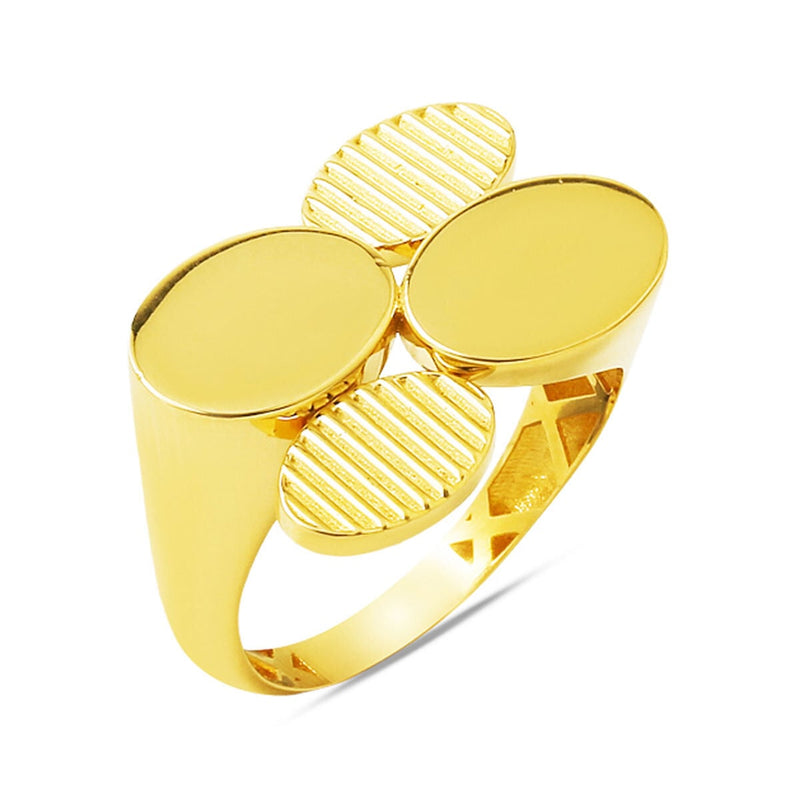 14K Yellow Gold Contrast Textured Modern Ring