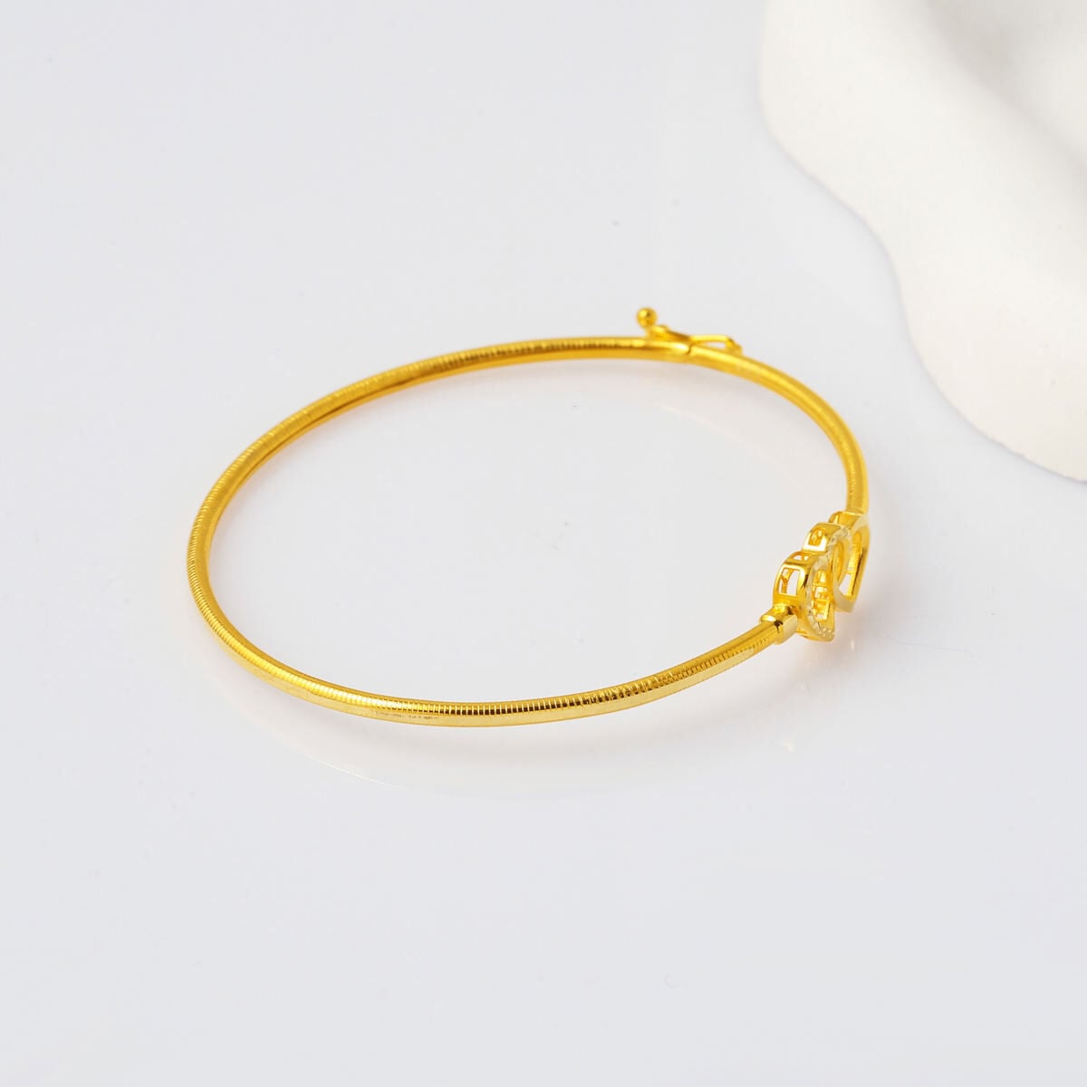 14K Yellow Gold Heart Twin Ajda Bangle