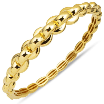 14K Yellow Gold Egg Shaped Hinged Cuff Bangle (13.5 g)