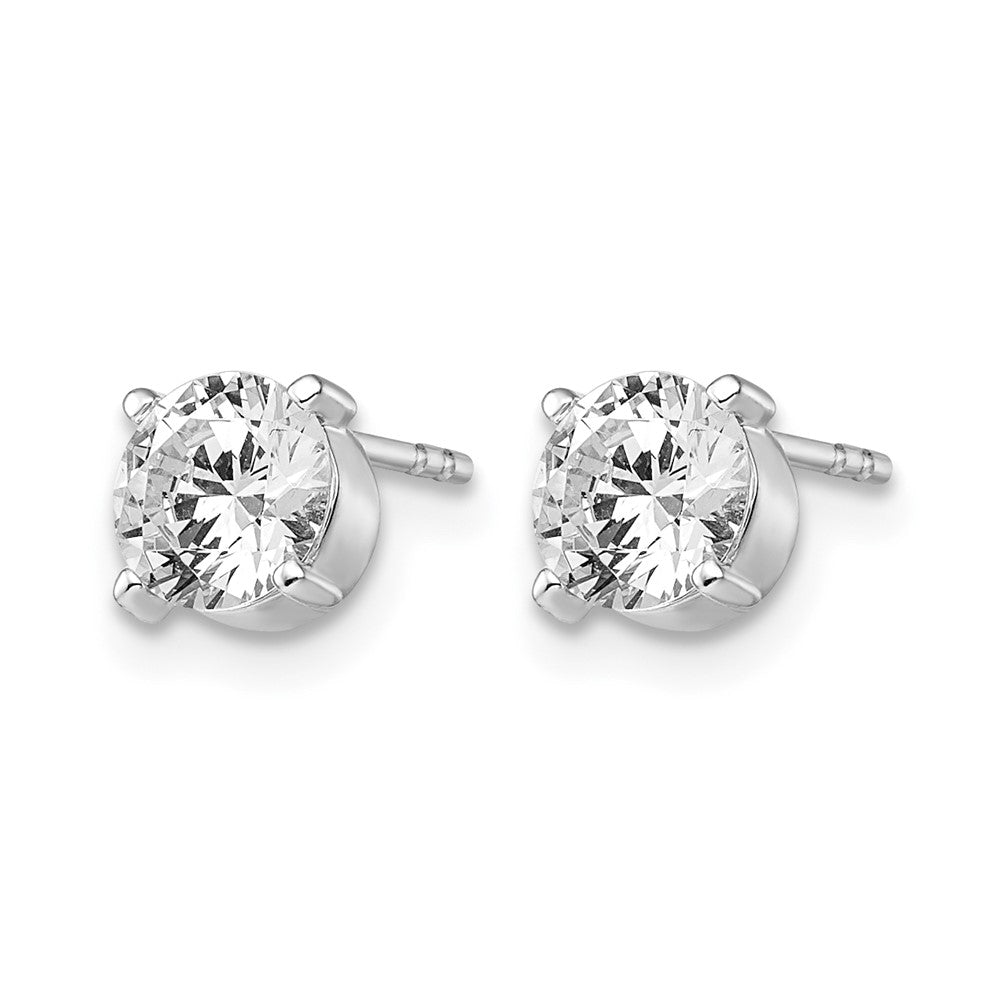 14K White Gold Cz Stud 6.0mm Earrings