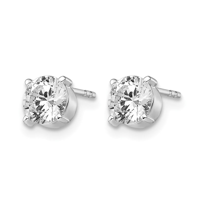14K White Gold Cz Stud 6.0mm Earrings