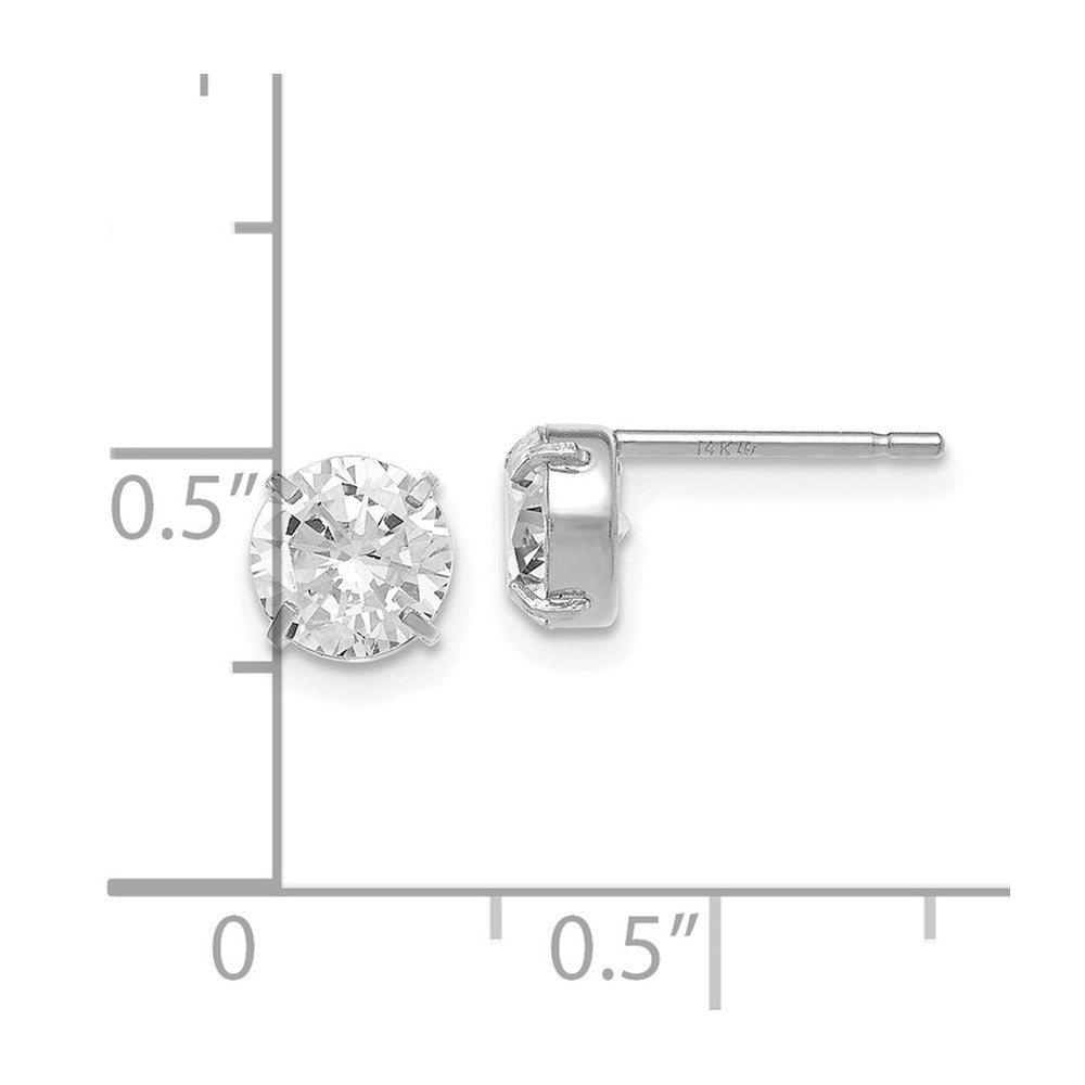 14K White Gold Cz Stud 6.0mm Earrings