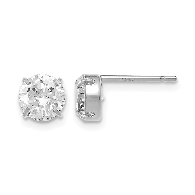 14K White Gold Cz Stud 6.0mm Earrings