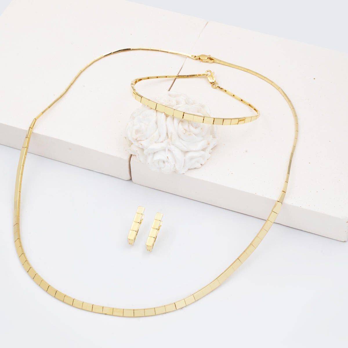 14K Yellow Gold Full Moon Tennis Jewelry Set