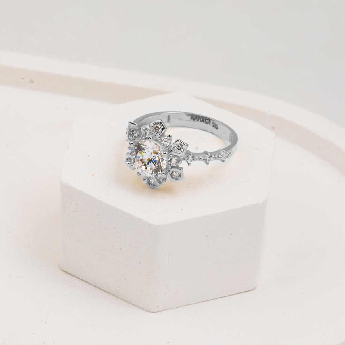 14K White Gold Serenay Solitaire Cubic Zirconia Ring