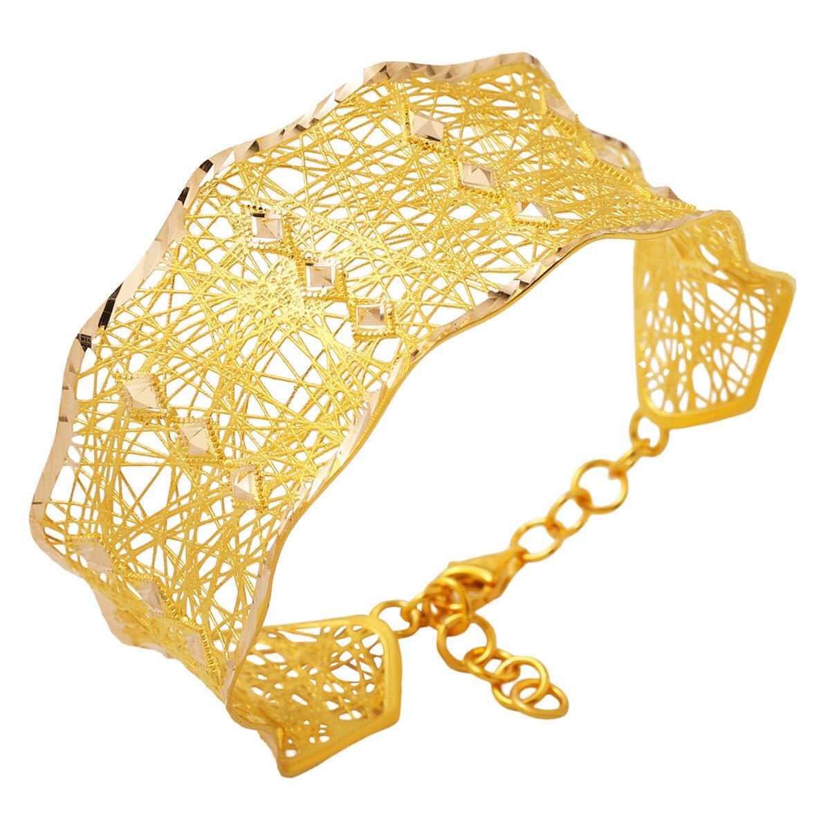14K Yellow Gold Indian Style Hinged Cuff Bangle