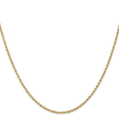 16 Inch 14K Yellow Gold 1.6mm Solid Regular Rope Chain Necklace