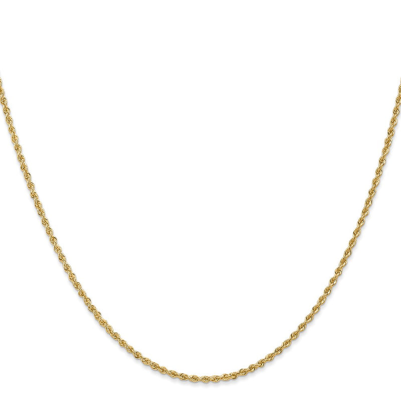 16 Inch 14K Yellow Gold 1.6mm Solid Regular Rope Chain Necklace