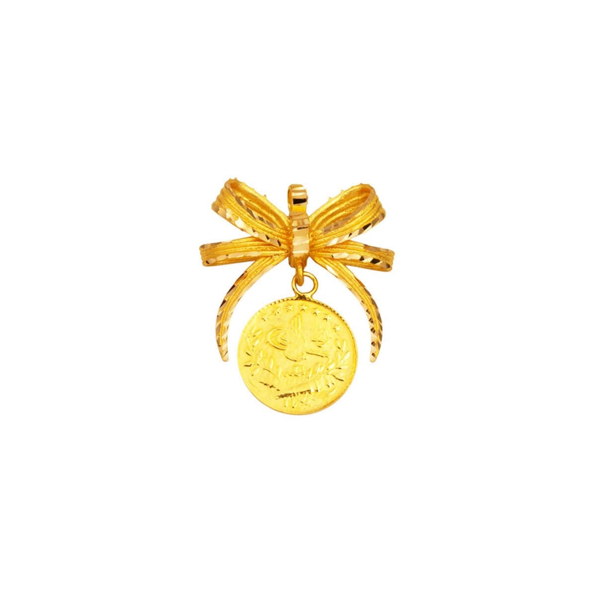 22K Yellow Gold Quarter Coin Ottoman Resat Coin Pendant