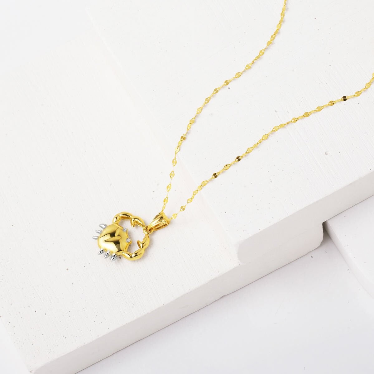 14K Yellow Gold Cancer Zodiac Necklace