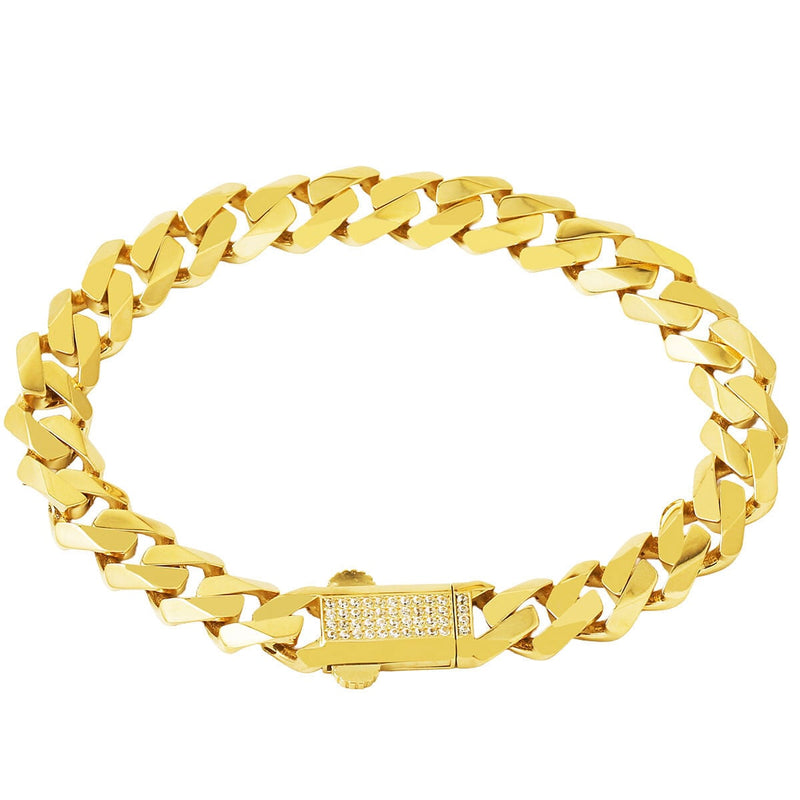 14K Yellow Gold Sera Curb Chain Cubic Zirconia Bracelet